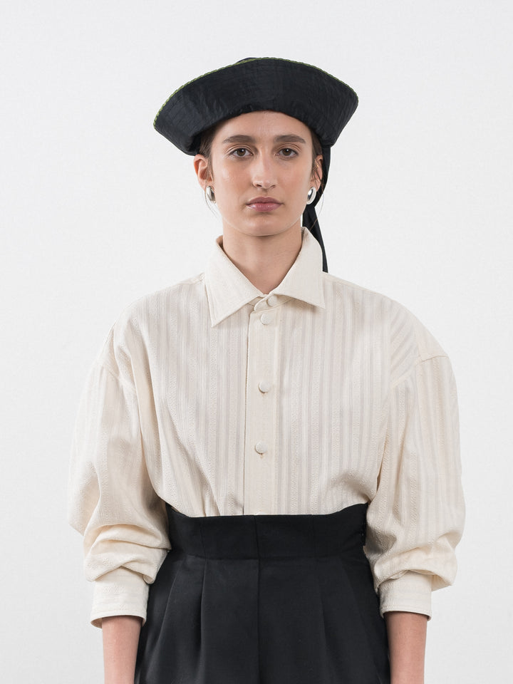 SILK DUPION SAILOR HAT WITH TRIM