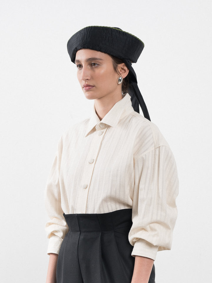 SILK DUPION SAILOR HAT WITH TRIM