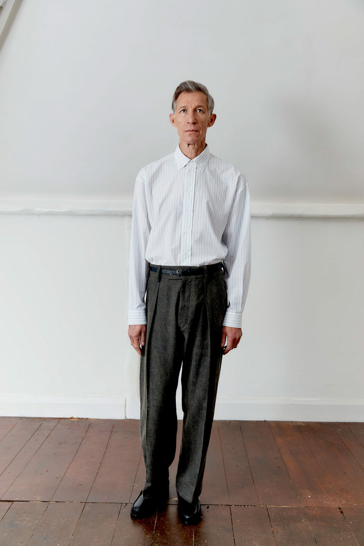JAPANESE COTTON/LINEN DYED BACK SATIN SILAS TROUSER