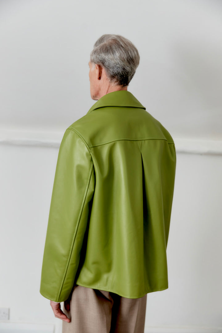 Nappa Leather Zip-Up Sandy Jacket
