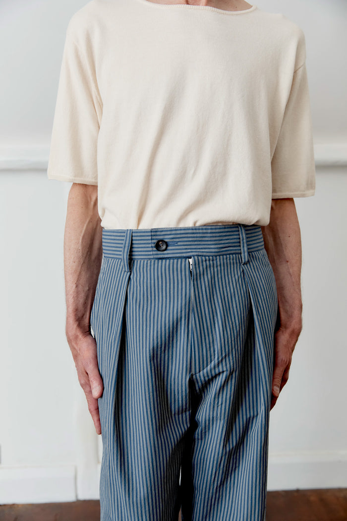 Silas Trouser - Navy/Camel Stripe