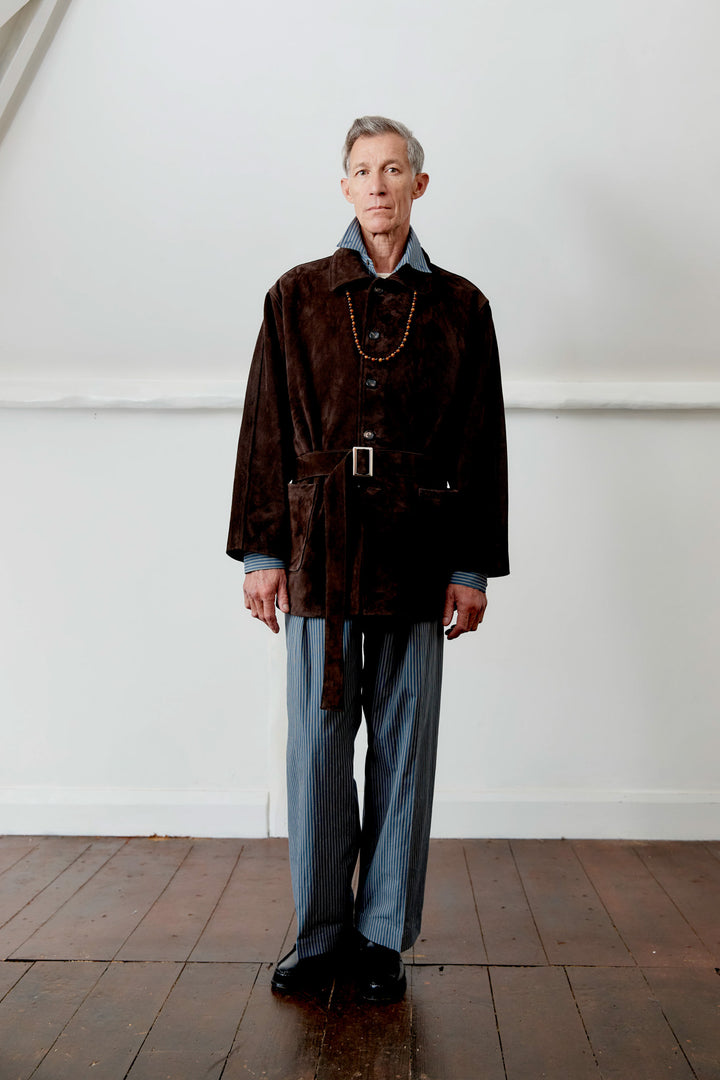 CALF SUEDE BELTED QUINN JACKET