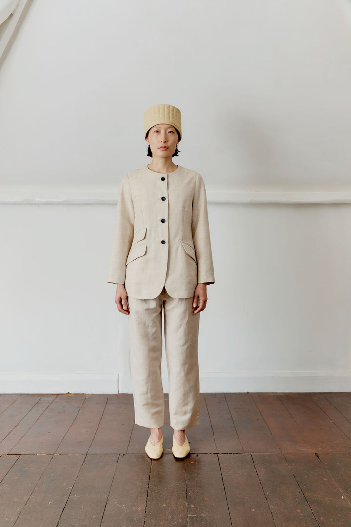 BRITISH WOOL/LINEN BLEND CONSTANCE JACKET