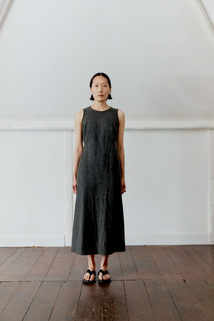 Japanese Cotton/Linen Dyed Back Satin Erika Dress