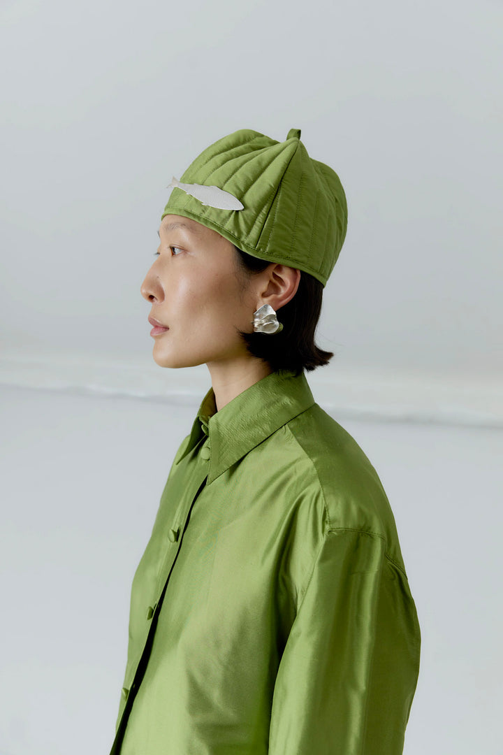 QUILTED SILK DUPION TEA COSY HAT