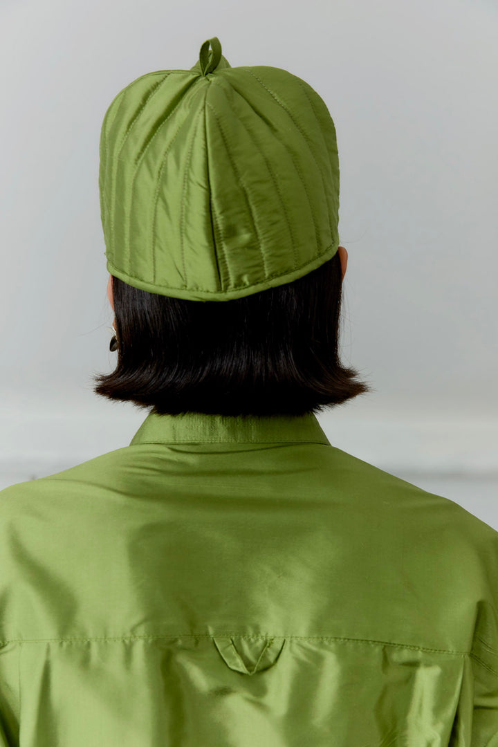 QUILTED SILK DUPION TEA COSY HAT
