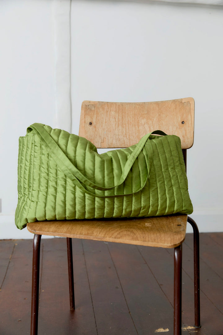 QUILTED SILK DUPION LARGE CLUTCH BAG