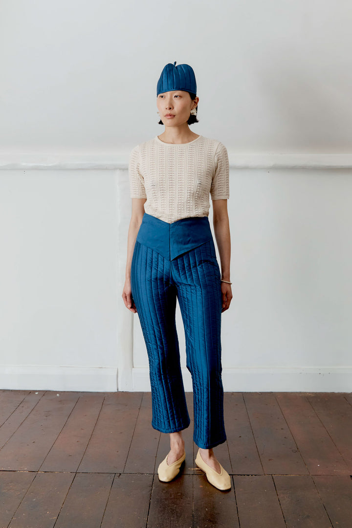 QUILTED SILK CARMEN TROUSER