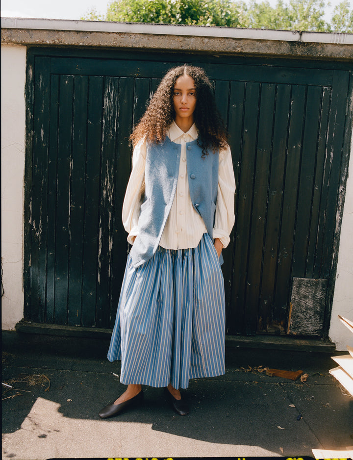 JAPANESE STRIPED SHIRTING PANEL SKIRT