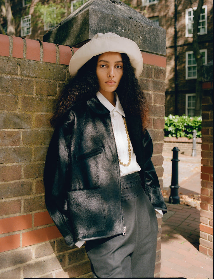 HAIR ON LEATHER HIDE FLYING JACKET