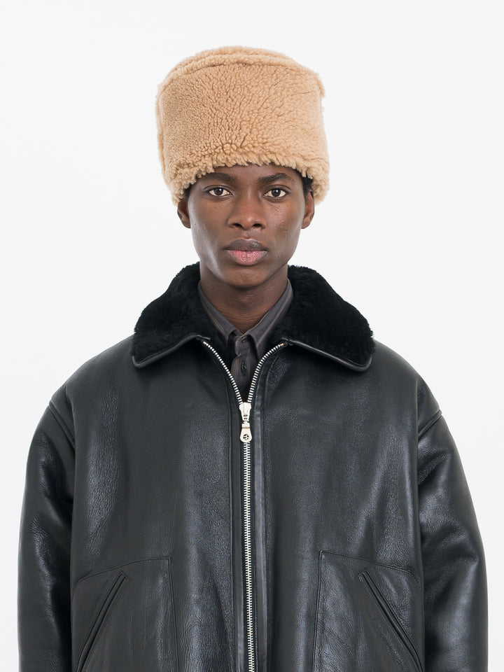 LEATHER BACK CURLY HAIR PILLBOX HAT