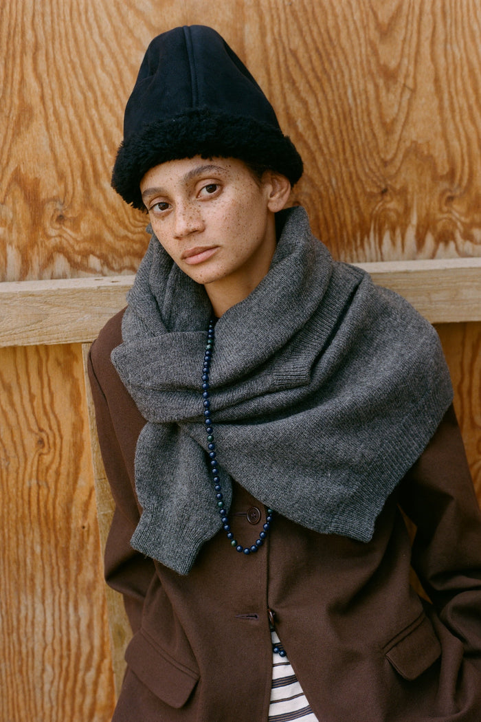 Francis Cap - Black Shearling