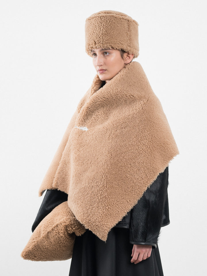 TAN LEATHER BACK CURLY SHAWL