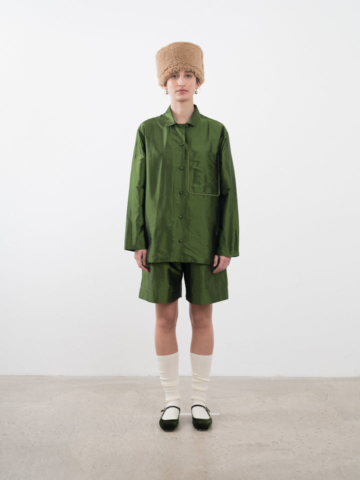 SILK DUPION AUGUST SHIRT WITH TRIM