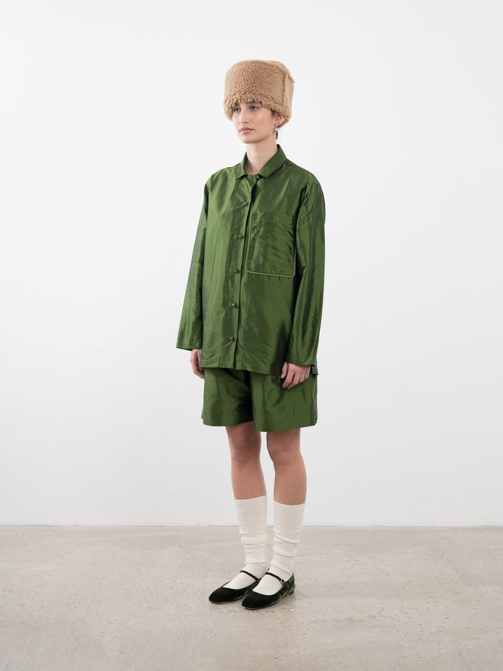 SILK DUPION AUGUST SHIRT WITH TRIM