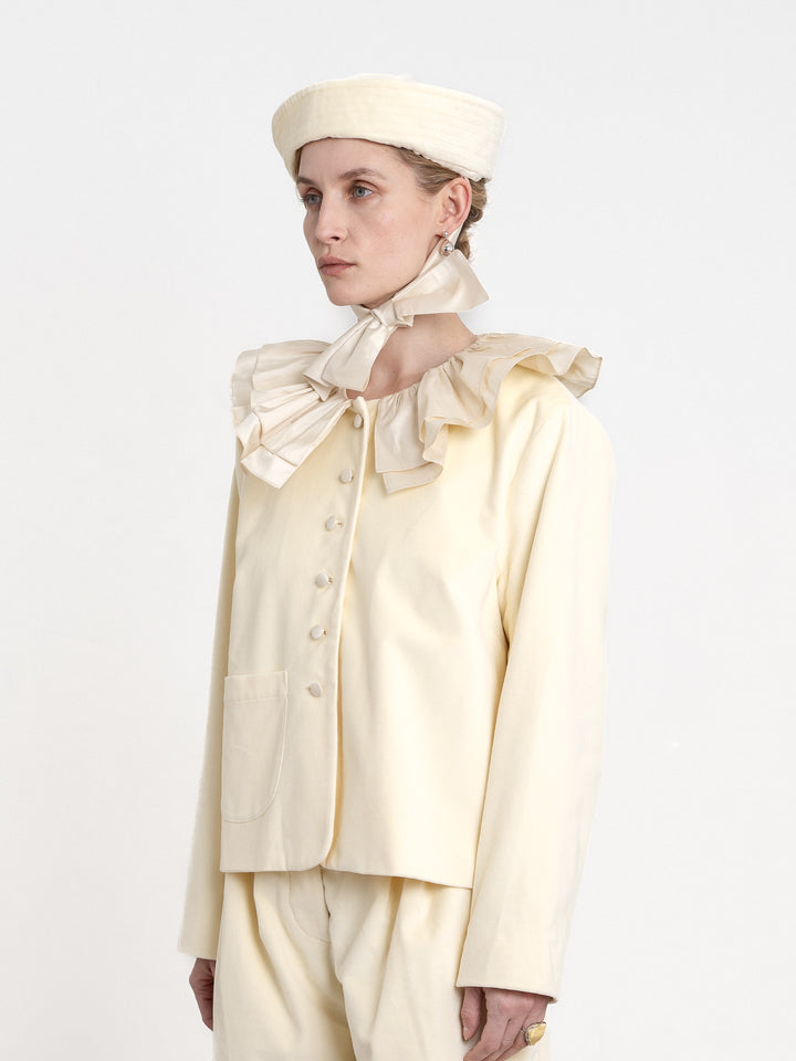 BRITISH COTTON VELVET/SILK DUPION SAILOR HAT