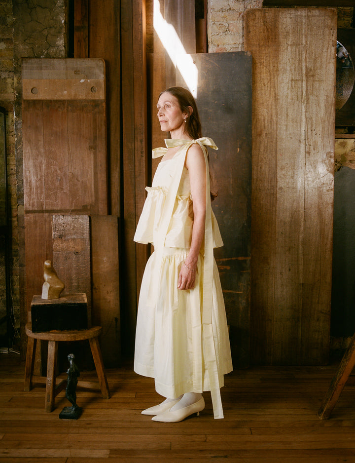 Mae Skirt - Cream Silk Taffeta