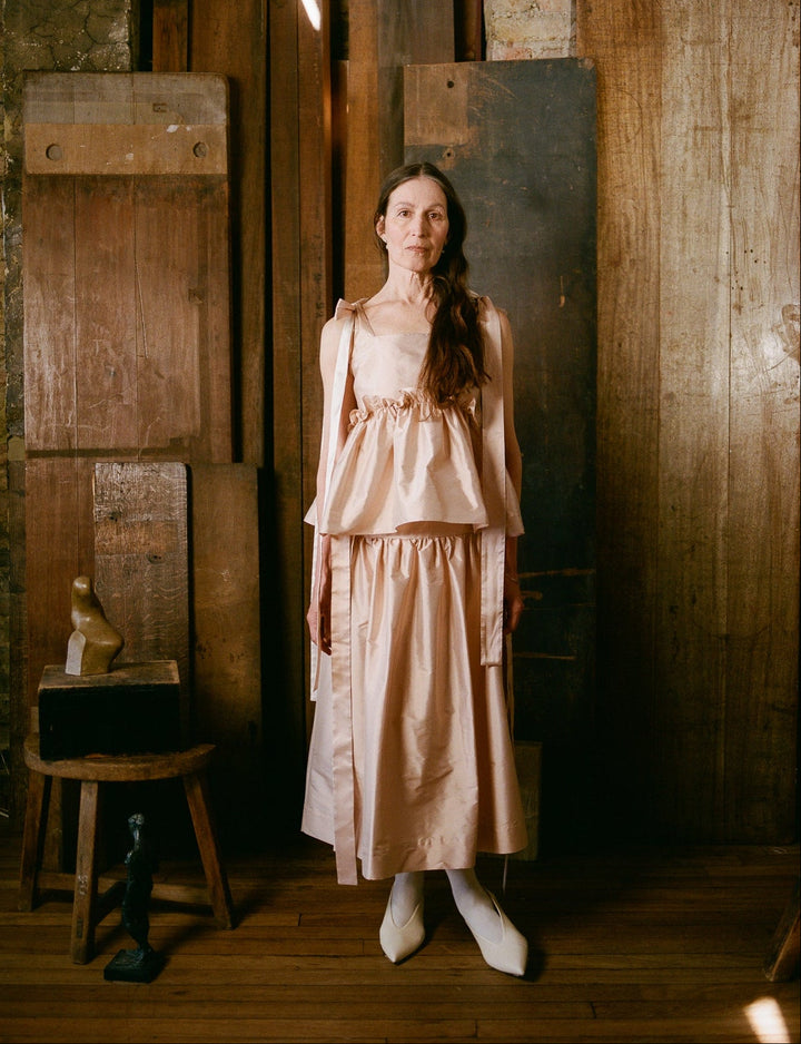 Mae Skirt - Eggshell Dupion
