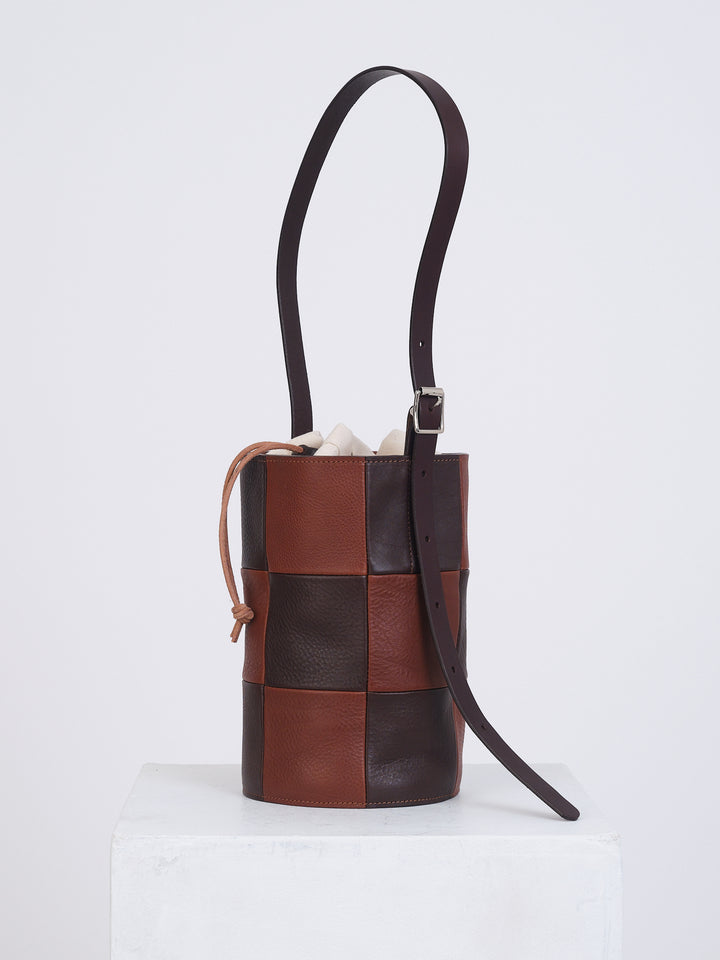 LEATHER PATCHWORK BUCKET BAG