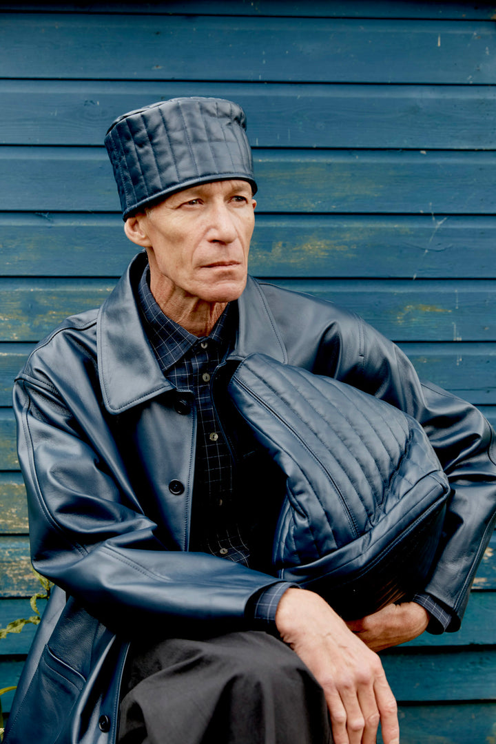 QUILTED LEATHER PILLBOX HAT