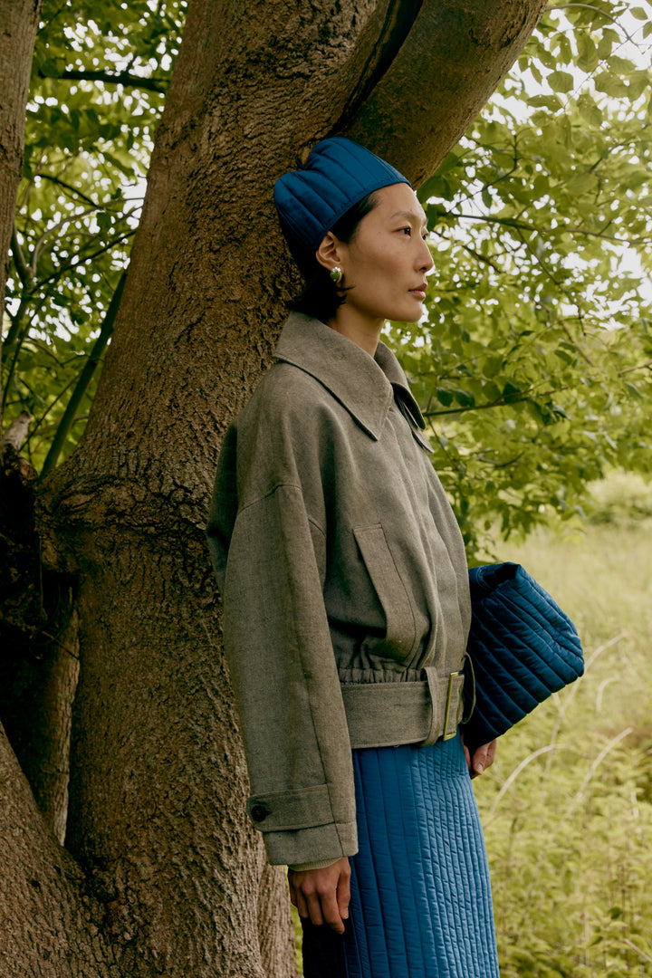 QUILTED SILK DUPION TEA COSY HAT