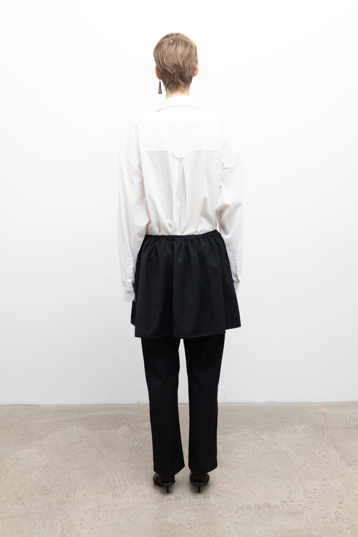 Layered Skirt Trouser - Black Wool