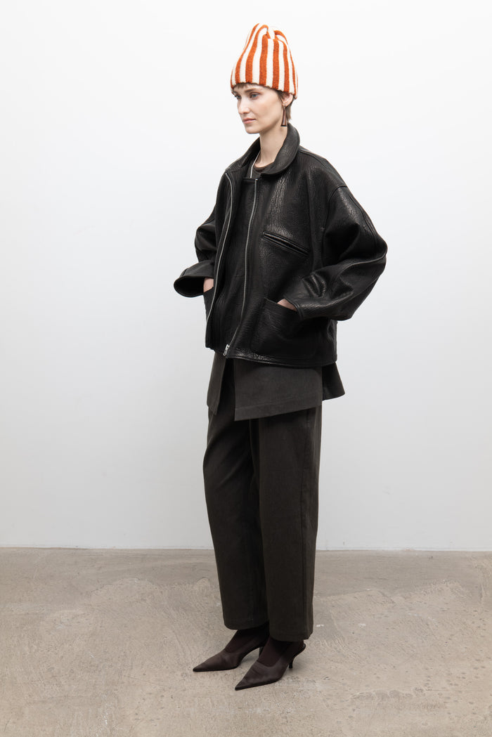 Flying Jacket - Liquorice Stretch Wrinkle Leather