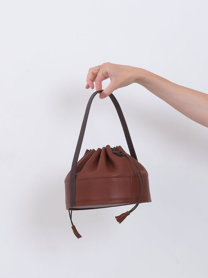 Leather Drawstring Collar Bag