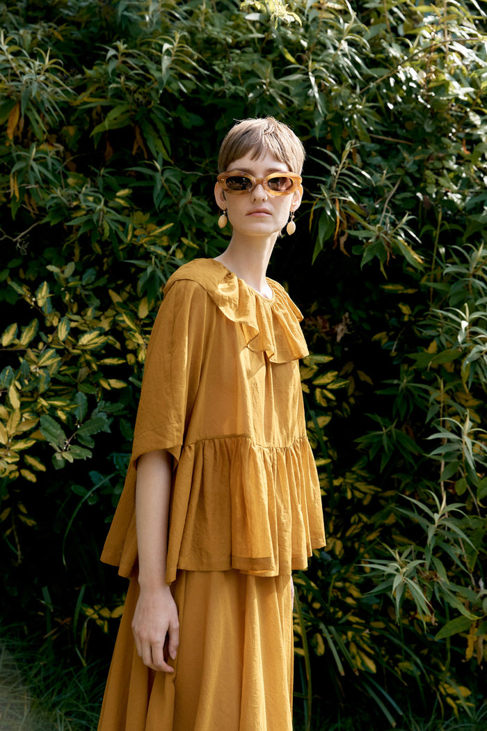 Japanese Cotton Dyed Voile Delilah Frill Top