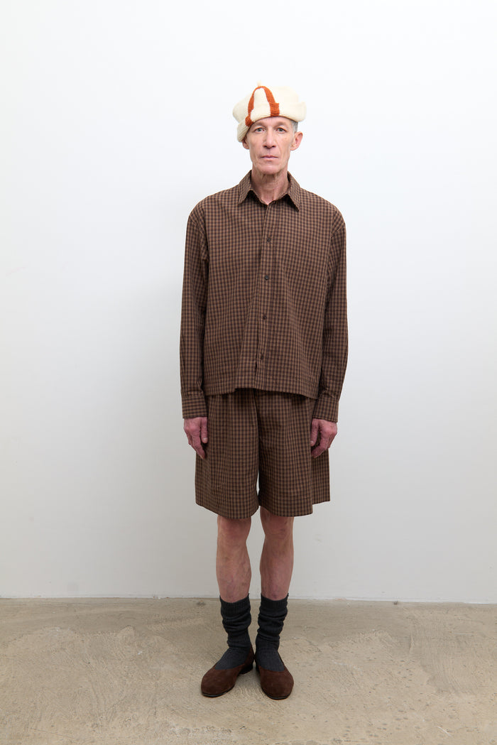 Dennis Shirt - Chocolate/Carrot Check