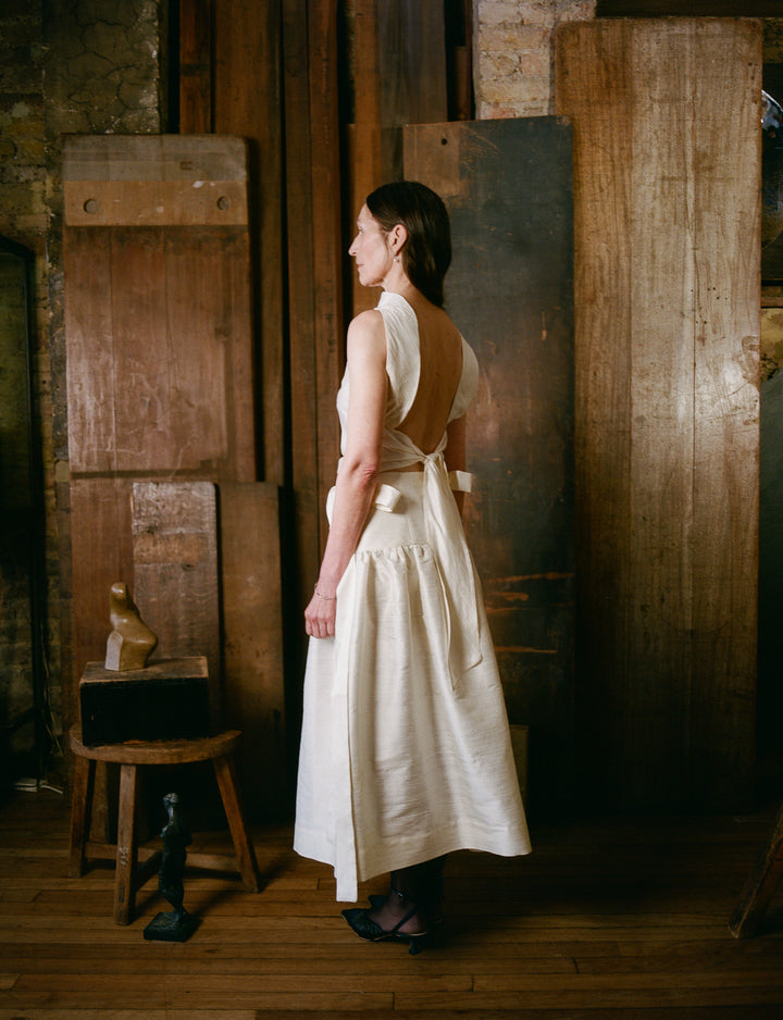 EDITH TOP - IVORY SLUBBED DUPION