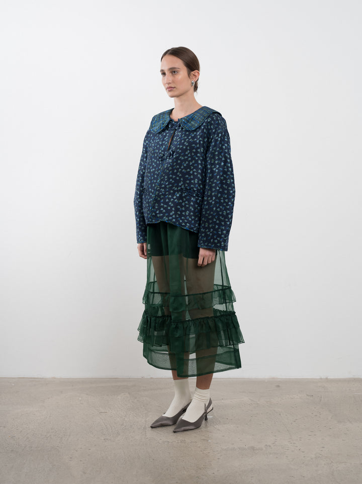 PRINTED QUILTED SILK DUPION REVERSIBLE ELLIE JACKET