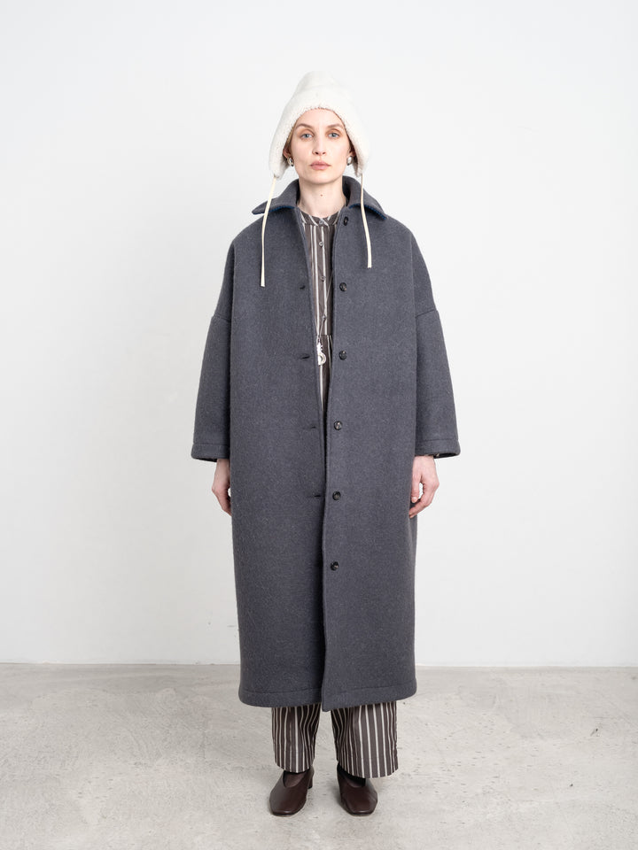 PORTUGUESE HAIRY WOOL LONGLINE FARO COAT