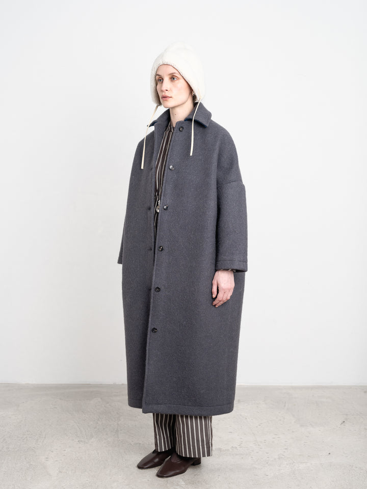 PORTUGUESE HAIRY WOOL LONGLINE FARO COAT