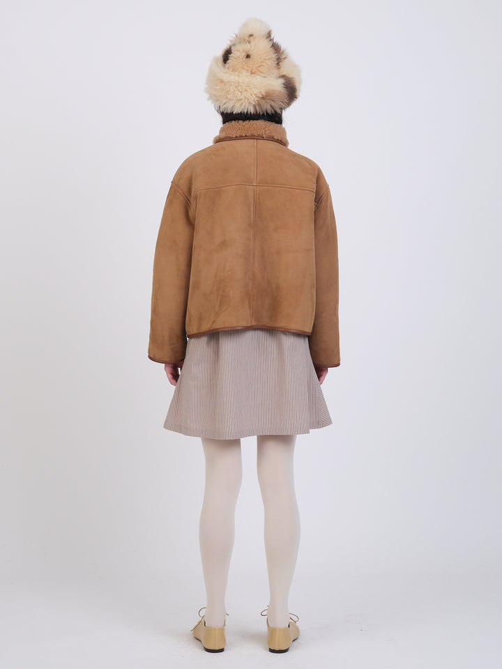 SUEDE BACK CURLY SHEEPSKIN FLYING JACKET