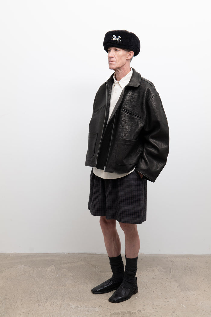Flying Jacket - Liquorice Stretch Wrinkle Leather