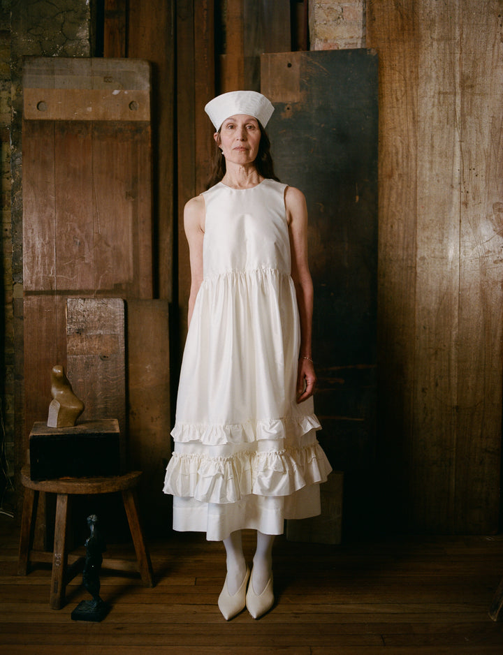 GENEVIEVE DRESS - WHITE SILK TAFFETA