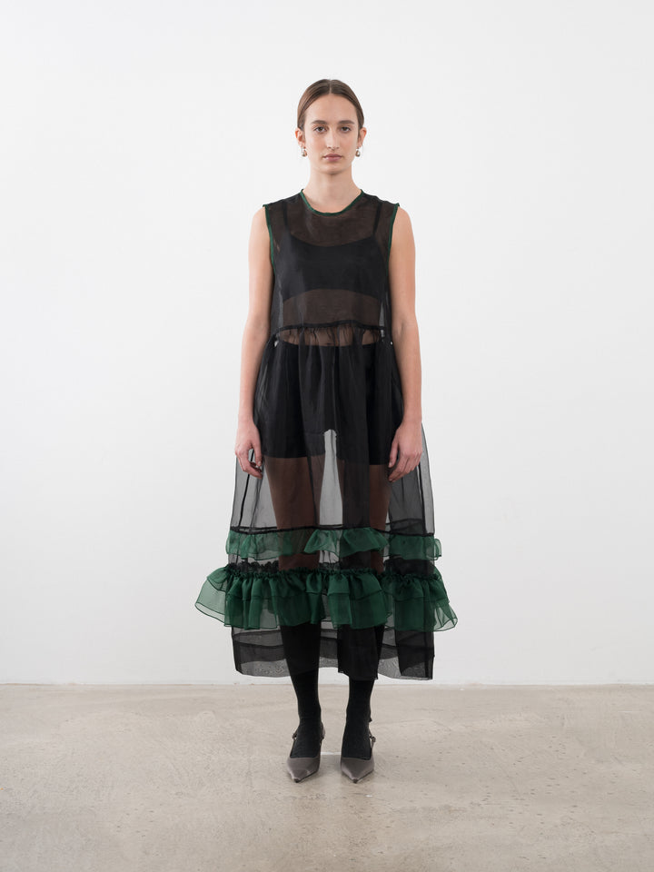 SILK ORGANZA GENEVIEVE DRESS WITH CONTRAST FRILLS