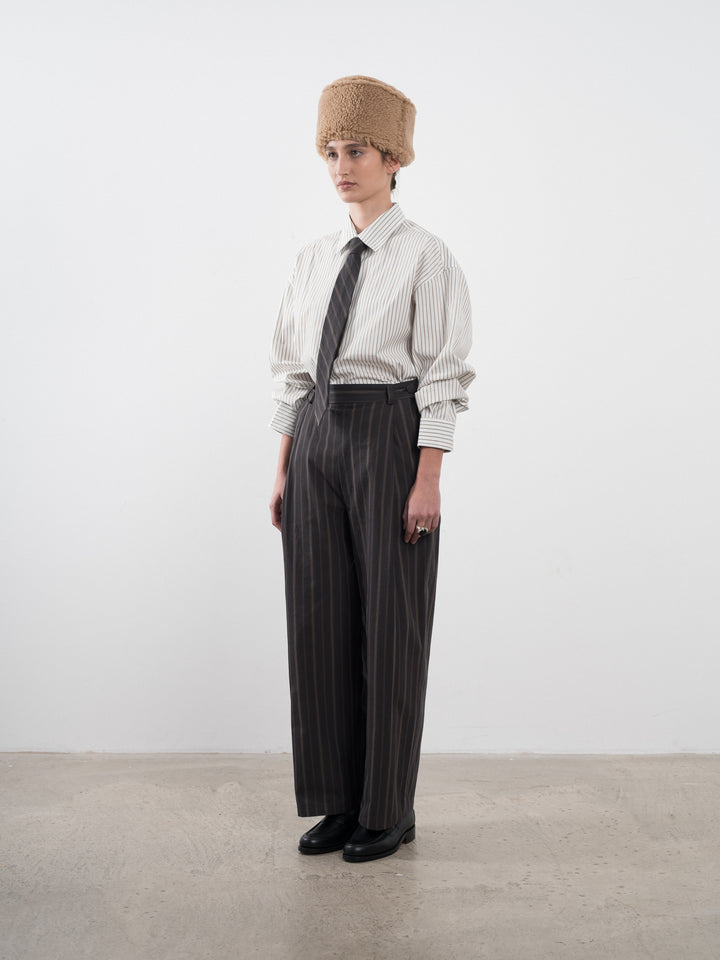 JAPANESE MUGWASHER STRIPE COTTON GEORGIA TROUSER