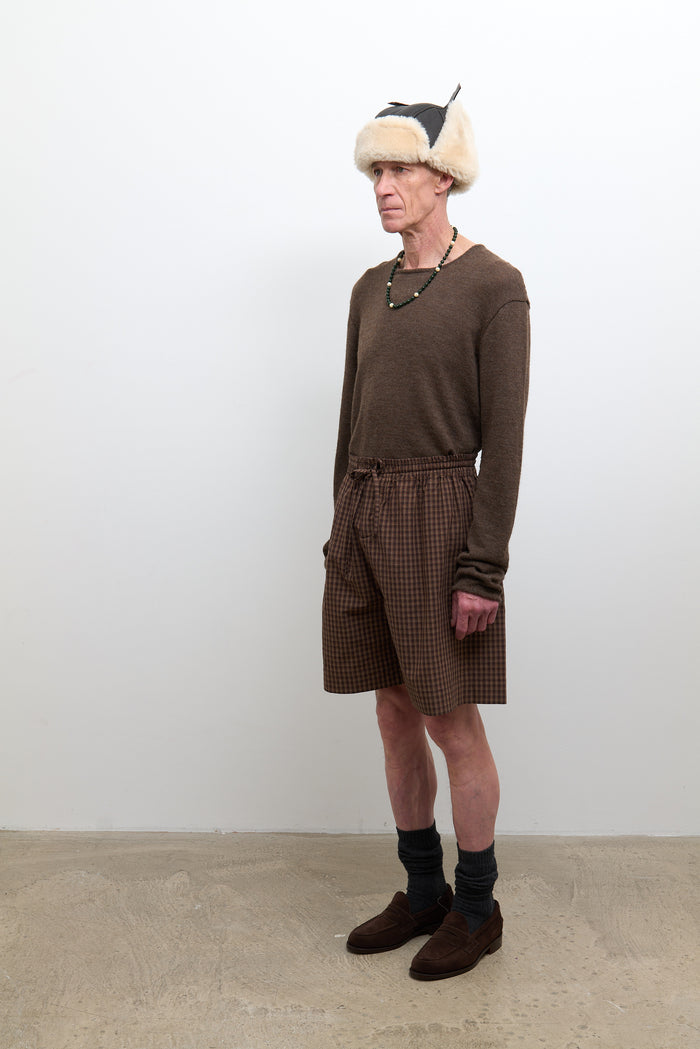Mens Hilda Short - Chocolate/Carrot Check