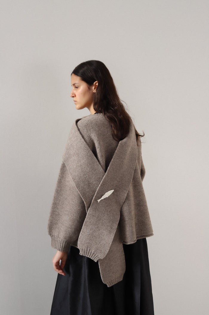 Womens Wrap Neck Pullover - Fawn
