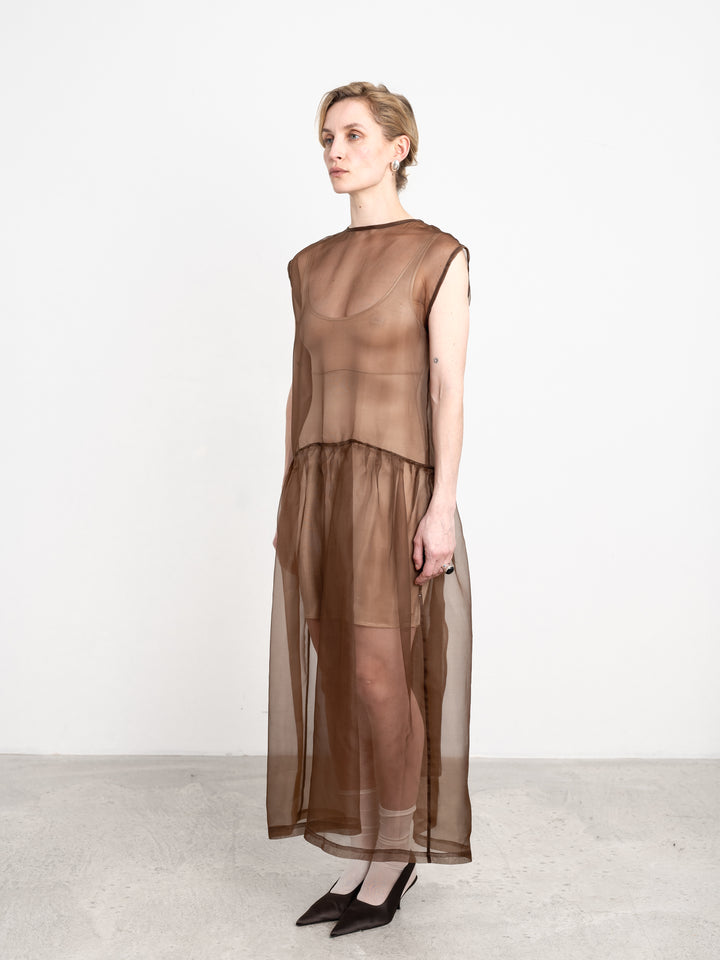 SILK ORGANZA GATHERED ISABELLA DRESS