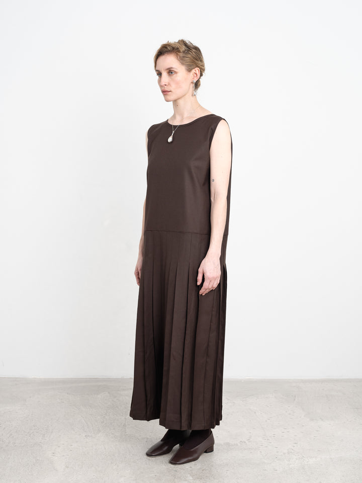 BRITISH FINE MILLED WOOL PLEATED ISABELLA DRESS