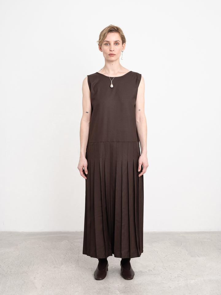 BRITISH FINE MILLED WOOL PLEATED ISABELLA DRESS