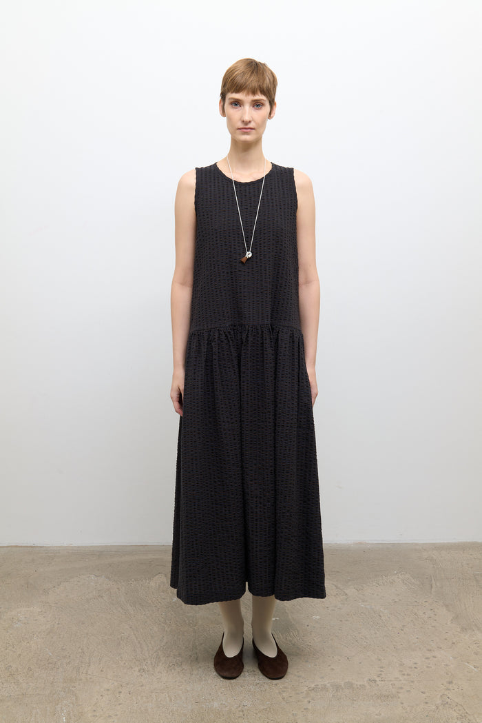 Isabella Dress - Umber/Navy Check