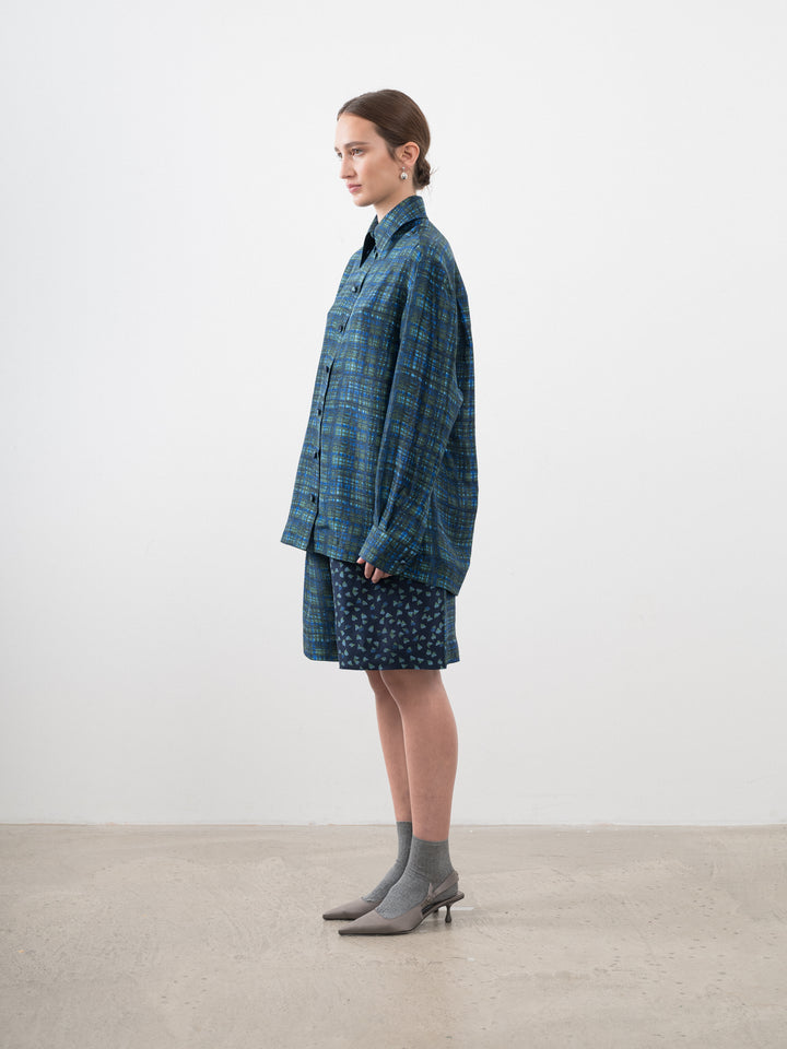 PRINTED SILK DUPION JUNE SHIRT