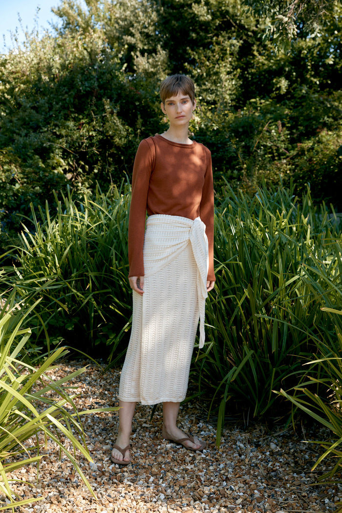 Organic Cotton/Merino Wool Pointelle Wrap Skirt