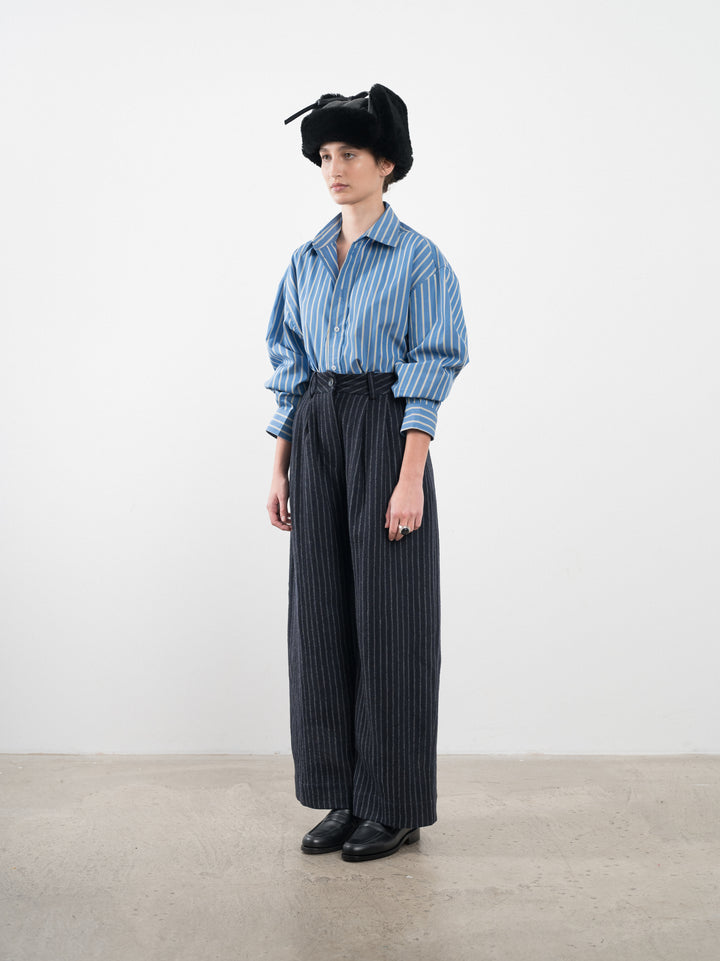 JAPANESE STRIPED BOUCLE MARA TROUSER