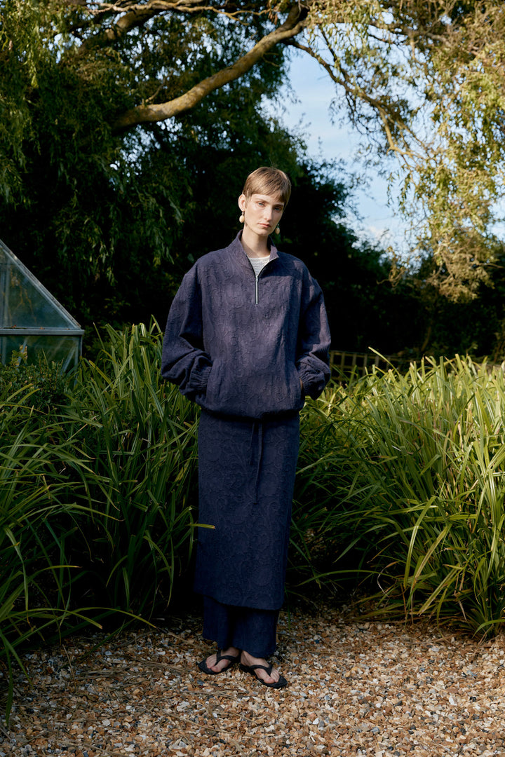 JAPANESE COTTON/LINEN DYED JACQUARD MILES PULLOVER