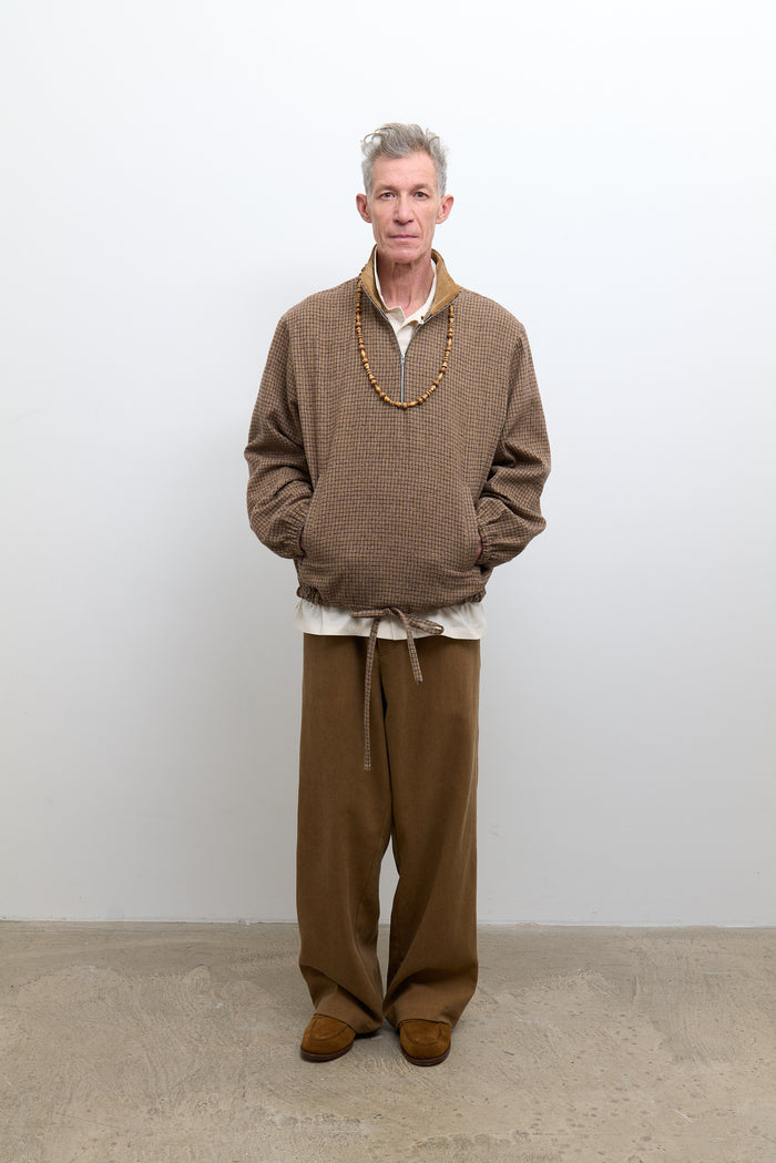 Miles Pullover - Brown Check Cotton/Wool